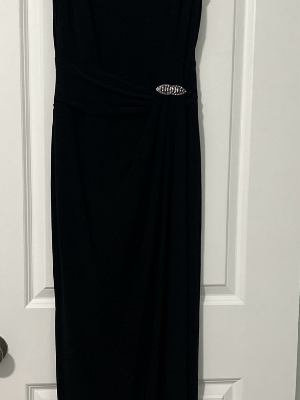 CHAPS Black Formal Full Length Evening Dress with Rhinestone Accent Size 2